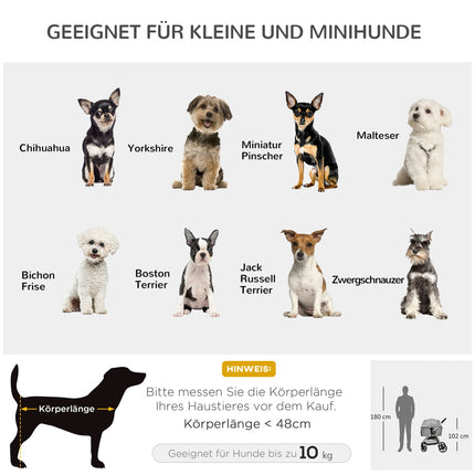 Dog stroller 2-in-1 foldable, safety leash, 15 kg