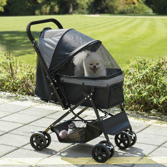 Pet stroller for small dogs and cats, Oxford Black