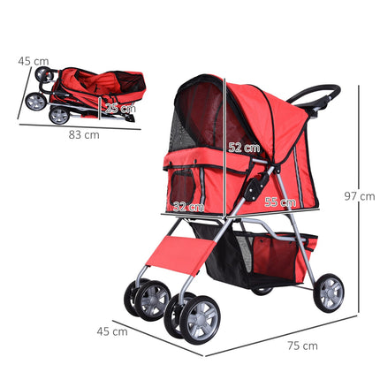 Red Dog Stroller - Lightweight, Collapsible, Jogger Style