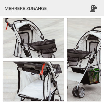 Collapsible dog carriage with rain cover, mesh window and cup holder