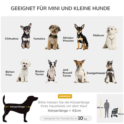 Dog carriage, Buggy for small pets, dark gray Oxford 76.5 cm