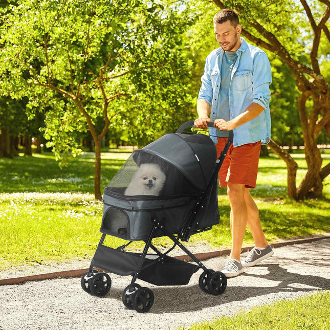Dog carriage, Buggy for small pets, dark gray Oxford 76.5 cm