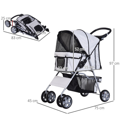 Dog Buggy Silver – Lightweight, collapsible, pet stroller