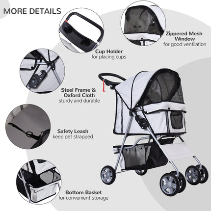 Dog Buggy Silver – Lightweight, collapsible, pet stroller