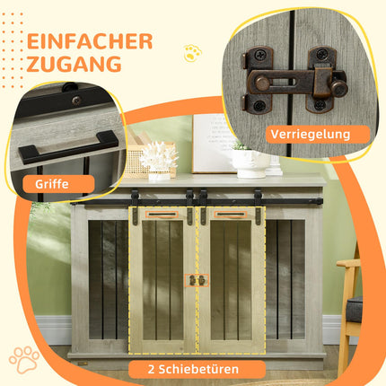 Medium Dog House - Grey, Double Door, Two Room Option