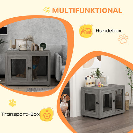 Dog cage for large dogs, double door, adjustable feet, gray