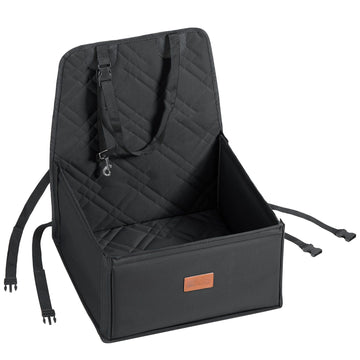 Dog Car Seat Booster With Support Frame, Leash, Black