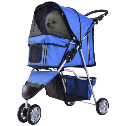 Pet stroller for dogs and cats, multicolored blue