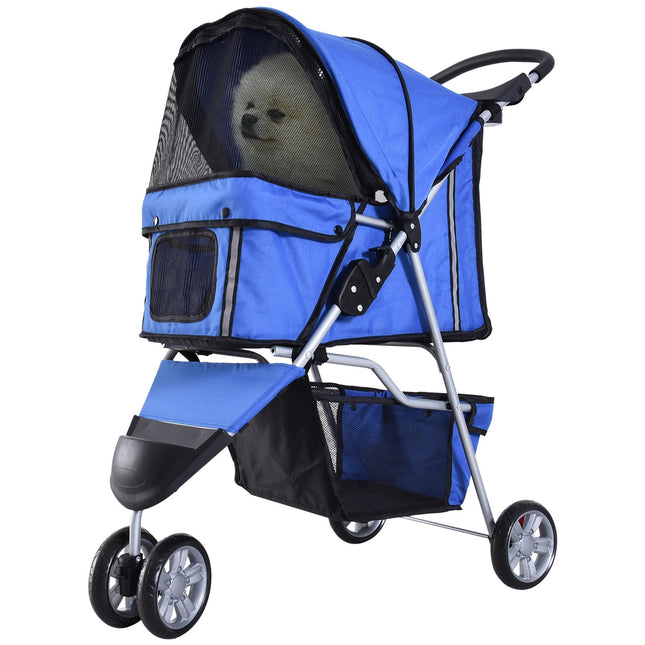 Pet stroller for dogs and cats, multicolored blue