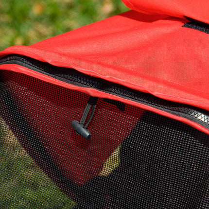 Pet Stroller, Foldable 3 Wheel, Red & Black Oxford Fabric