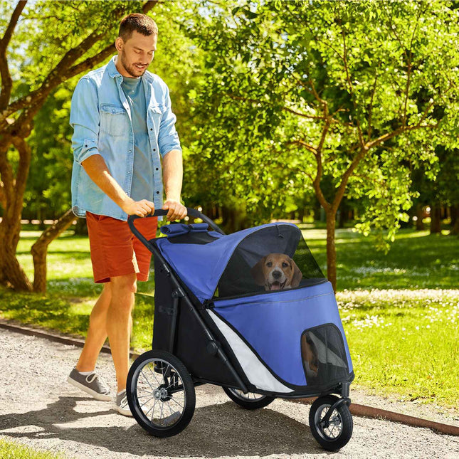 Collapsible pet carriage with mesh window, holds up to 30 kg