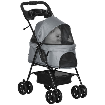 Collapsible Pet Stroller for Small Dogs and Cats, Oxford Grey