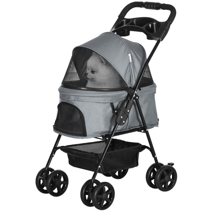 Collapsible Pet Stroller for Small Dogs and Cats, Oxford Grey