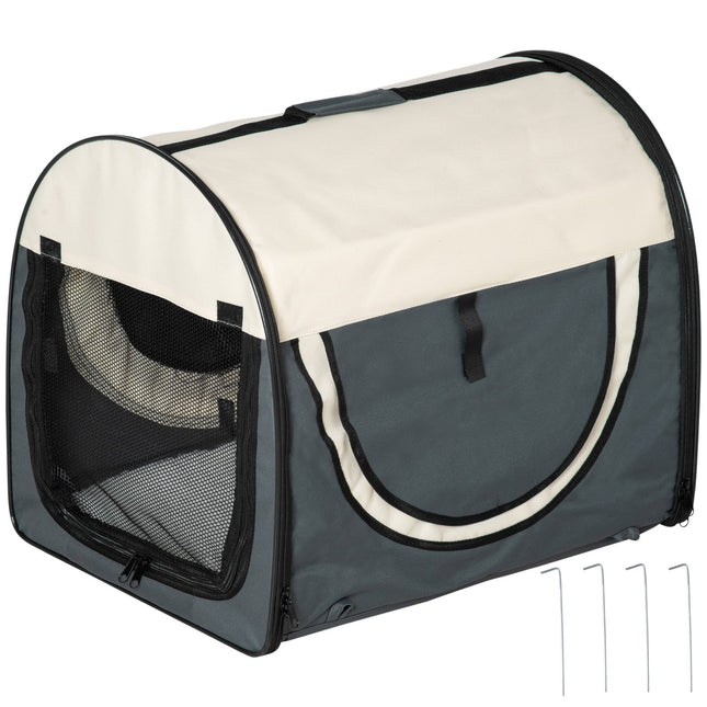 Foldable dog transport box with cushion, waterproof fabric