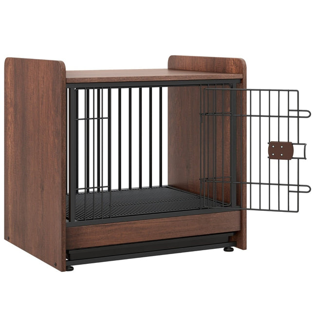 Dog Crate & Nightstand with Lockable Door, Removable Tray