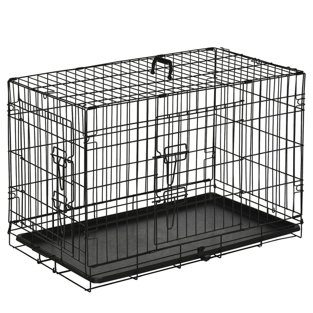 Collapsible dog box in black metal - 76 x 46 x 52 cm