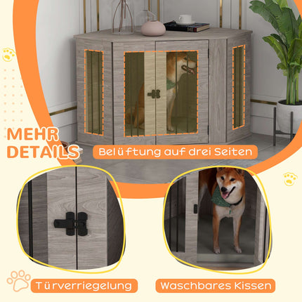 Dog Crate with Cushion, Lockable, 104 x 55 x 63 cm, Brown