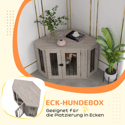Dog Crate with Cushion, Lockable, 104 x 55 x 63 cm, Brown