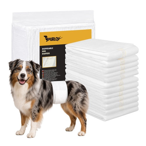 Dog Diapers, Absorbent, ML Size, 12 Pack, 46-60 cm