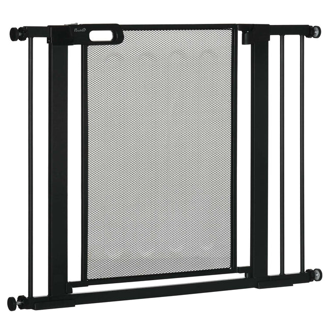 Dog Gate, No Drill, Auto-Close, Steel, 75-103 Cm, Black