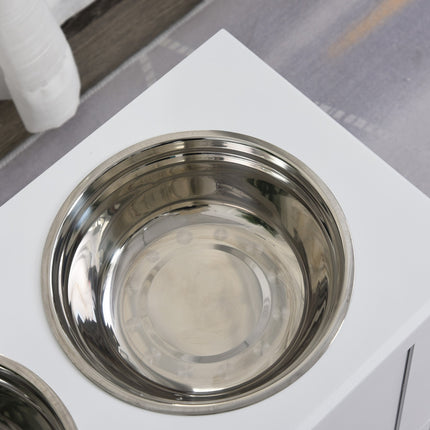 Dog food station with storage - White, 60x30x41cm