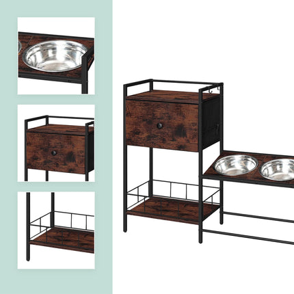Dog Feeding Station with Storage and Raised Bowls