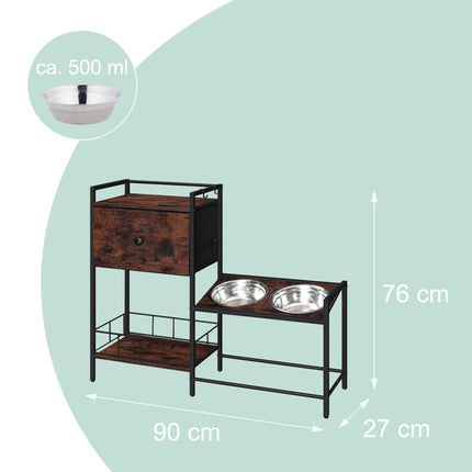 Dog Feeding Station with Storage and Raised Bowls
