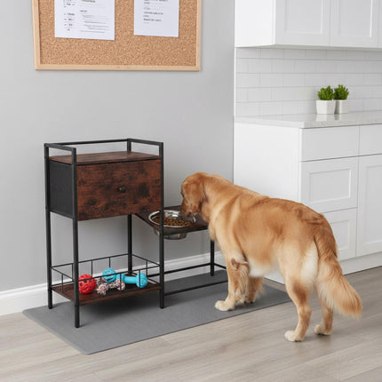Dog Feeding Station with Storage and Raised Bowls