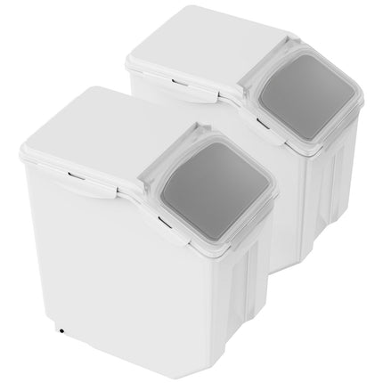 Dog Food Storage Containers, 2 x 15L, Airtight, Wheels, Measuring Cups