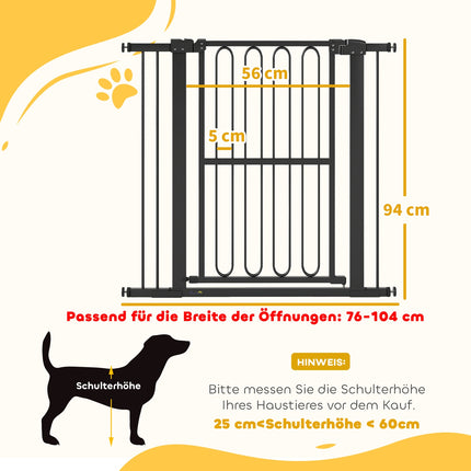 Dog Gate, 76-104 cm, No-Drill Stair Barrier