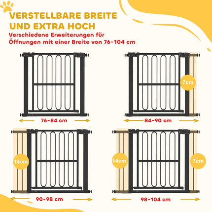 Dog Gate, 76-104 cm, No-Drill Stair Barrier