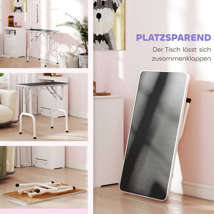 Dog Grooming Table, Foldable Steel Legs, Non-Slip Surface