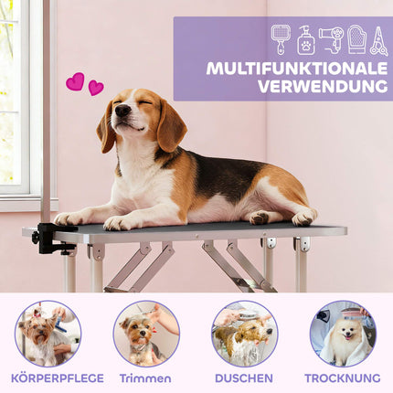 Dog Grooming Table, Foldable Steel Legs, Non-Slip Surface