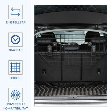 Adjustable dog barrier for car boot, metal, black, 90-120x40.5 cm