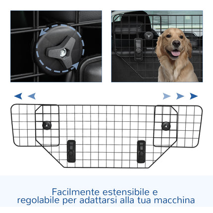 Adjustable dog barrier for car boot, metal, black, 90-120x40.5 cm