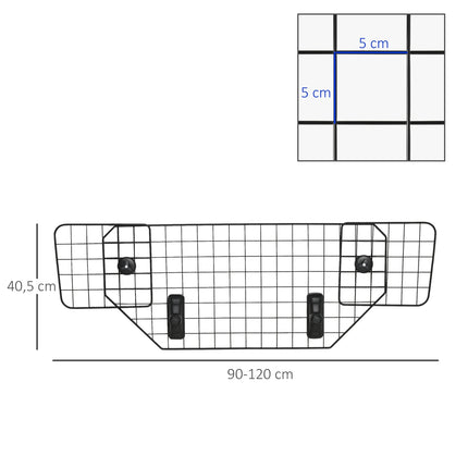 Adjustable dog barrier for car boot, metal, black, 90-120x40.5 cm