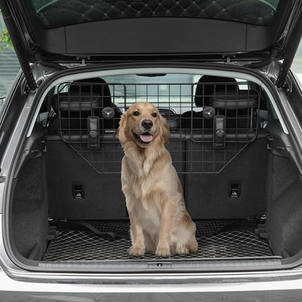 Adjustable dog barrier for car boot, metal, black, 90-120x40.5 cm