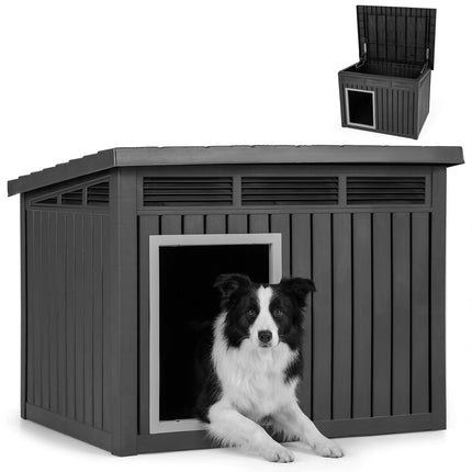 Dog House, Weatherproof Hinged Roof, Medium 81x64x61cm