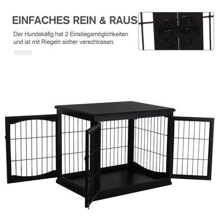 Indoor dog house with table top - Black, 81x58.5x66 cm