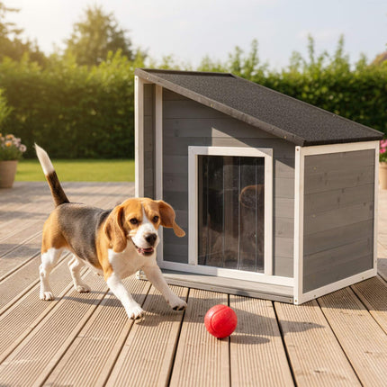 Dog House with Foldable, Weatherproof Roof