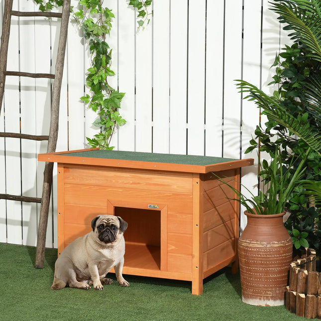 Spruce Wood Dog Kennel With Roof - Cozy Pet House 82x58x58 Cm