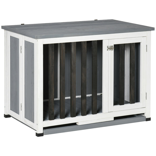 Collapsible gray dog kennel with window, 84.5x51.4x61cm