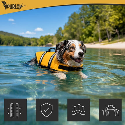 Dog Life Jacket L, Yellow, 10-20 kg, Reflective