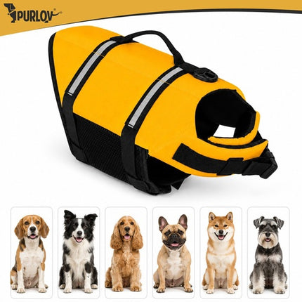 Dog Life Jacket L, Yellow, 10-20 kg, Reflective