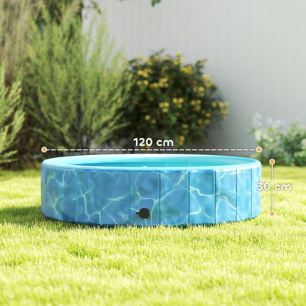 Dog Pool Foldable Paddling Pool with Fountain and Water Cushion Design Ø120 x 30 cm Blue