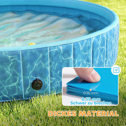 Dog Pool Foldable Paddling Pool with Fountain and Water Cushion Design Ø160 x 30 cm Blue