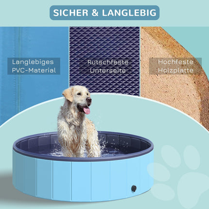 Large dog pool, robust PVC/wood, 120x30 cm - Summer cooling