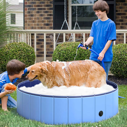 Large dog pool, robust PVC/wood, 120x30 cm - Summer cooling