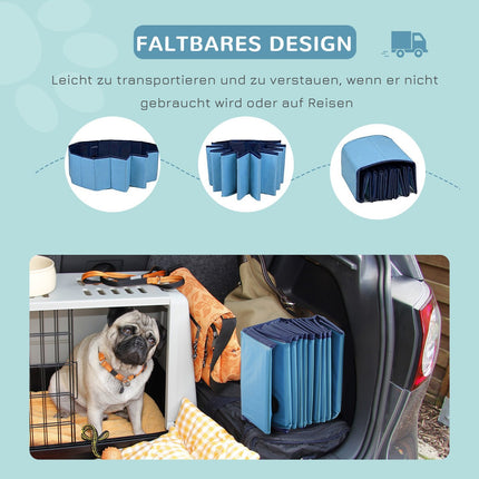 Large dog pool, robust PVC/wood, 120x30 cm - Summer cooling