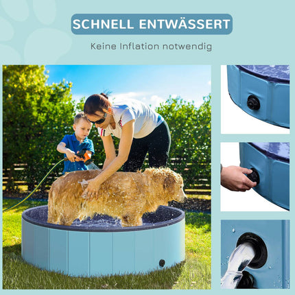 Large dog pool, robust PVC/wood, 120x30 cm - Summer cooling